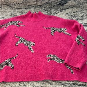 Pink Cheetah Turtleneck Sweater